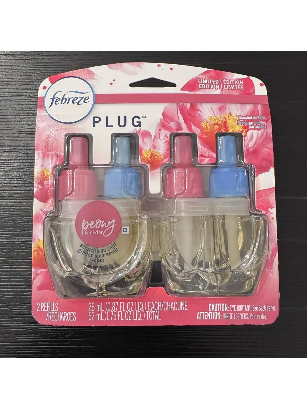 Febreze Plug Peony & Cedar Oil Refill 2 Pack Limited Edition Factory Sealed